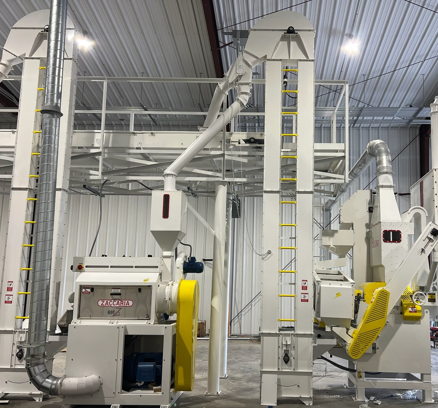 Industrial grain processing system with Zaccaria milling equipment